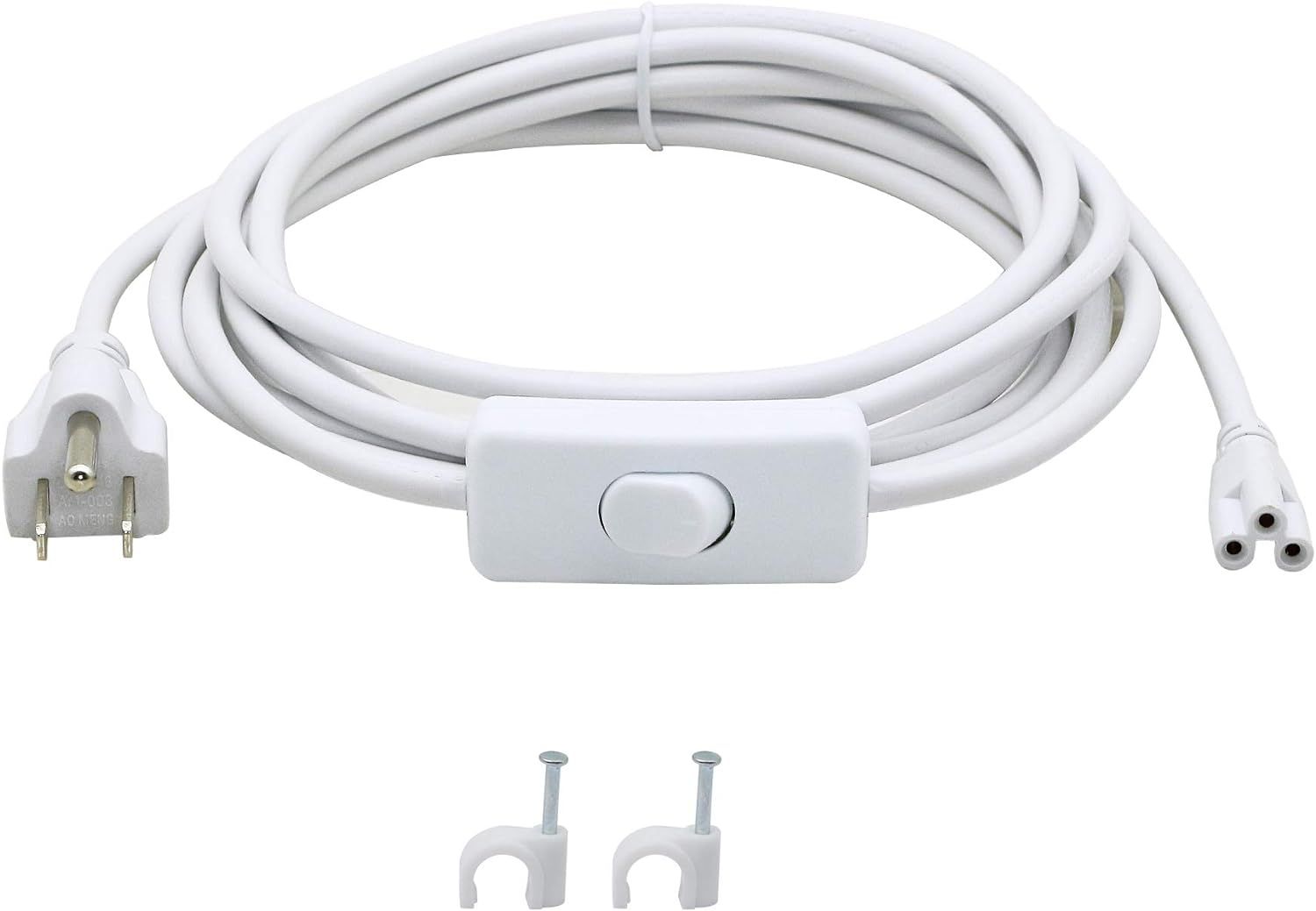 11ft White Power Cord with On/Off Switch for LED Lights