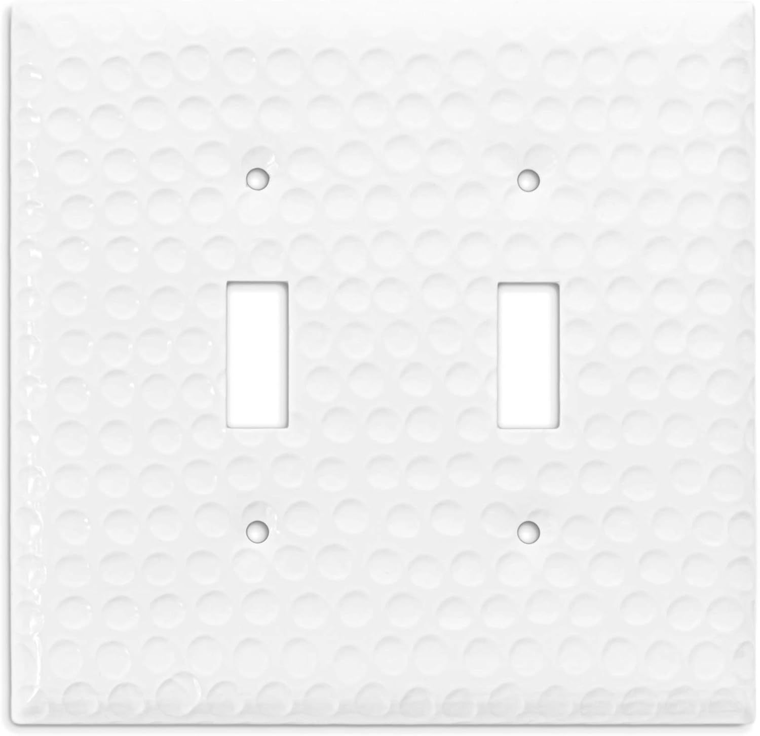 Classic White Hand Hammered Aluminum 2-Gang Toggle Switch Plate