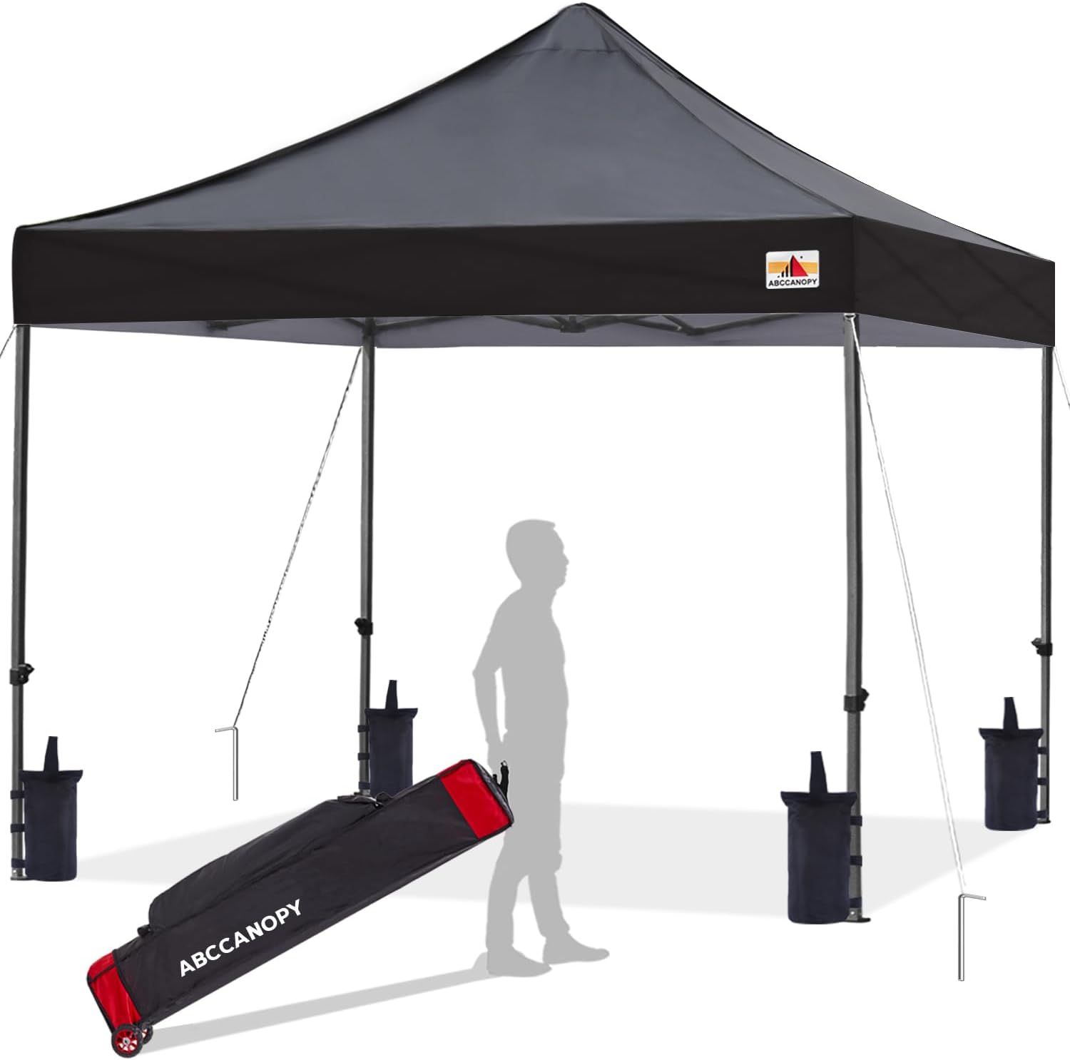 Black 10x10 Commercial Pop Up Canopy Tent with Roller Bag