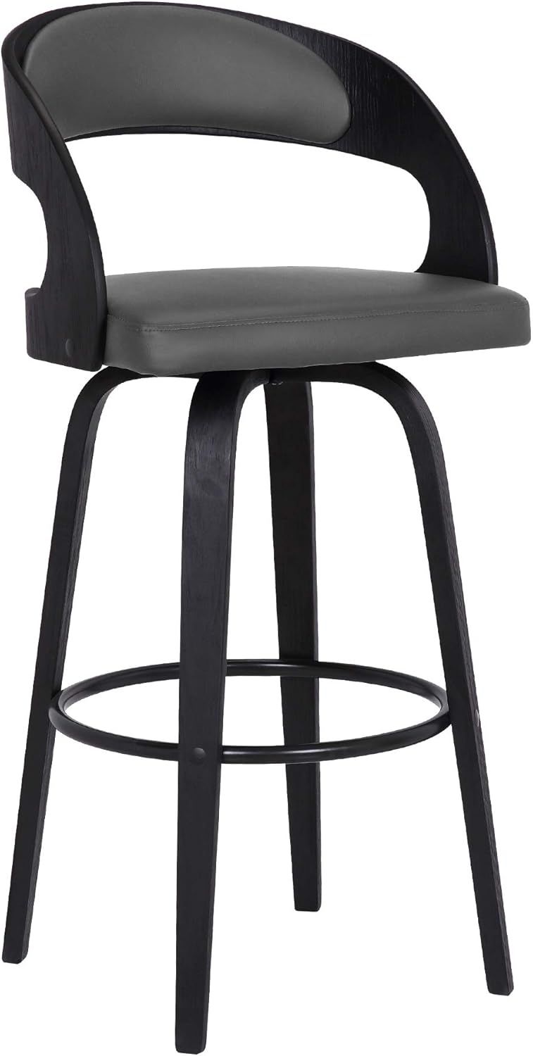 Shelly Black Wood and Metal Swivel Counter Stool