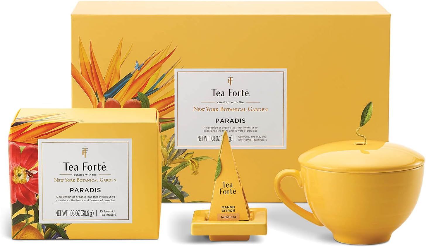 Paradis Yellow Porcelain Tea Gift Set with Pyramid Infusers