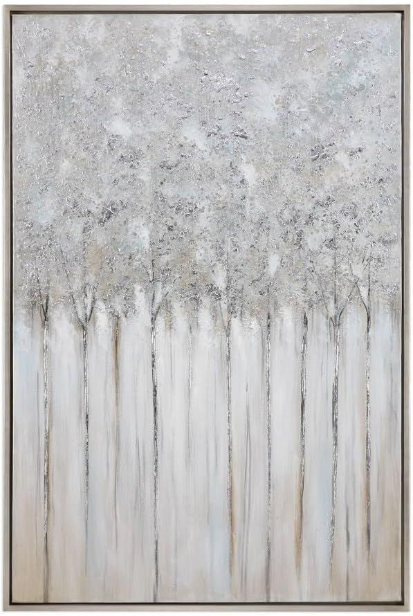 Strength in Numbers 62" Silver Abstract Canvas Art