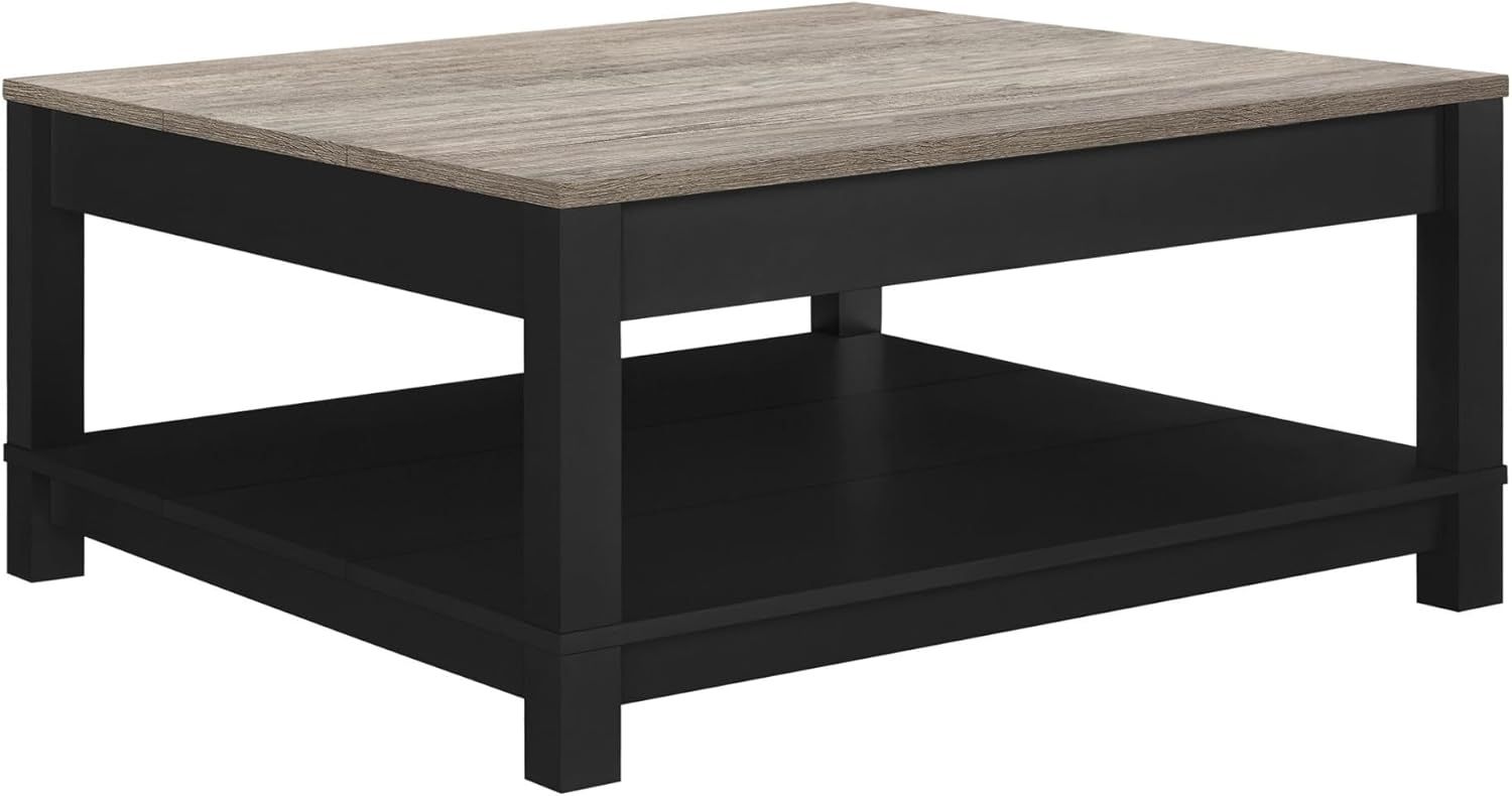 Square Black and Weathered Oak Coffee Table with Storage