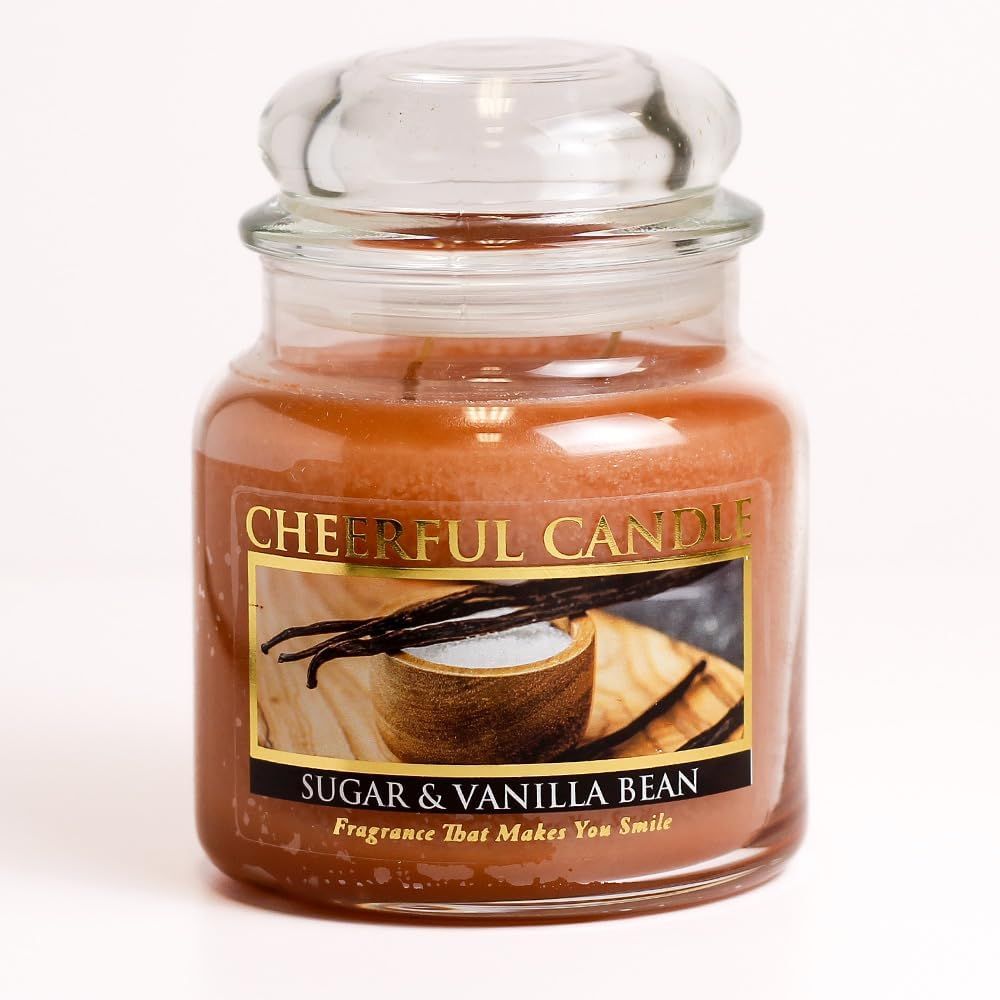 Sugar & Vanilla Bean Brown Scented Candle with Glass Holder