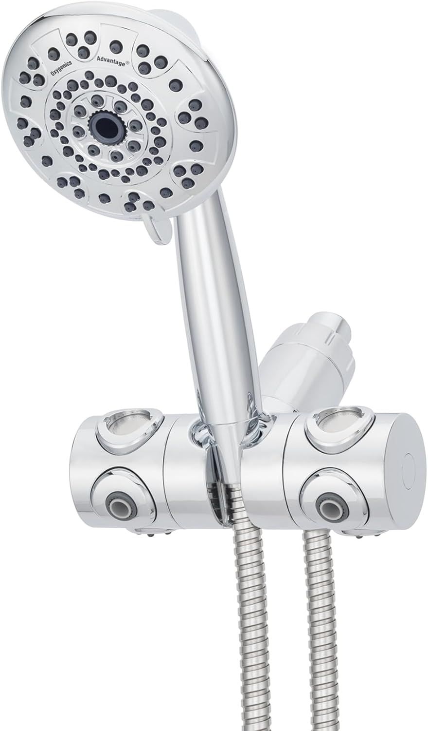 Spin Advantage Chrome Dual Head Wall Mounted Shower