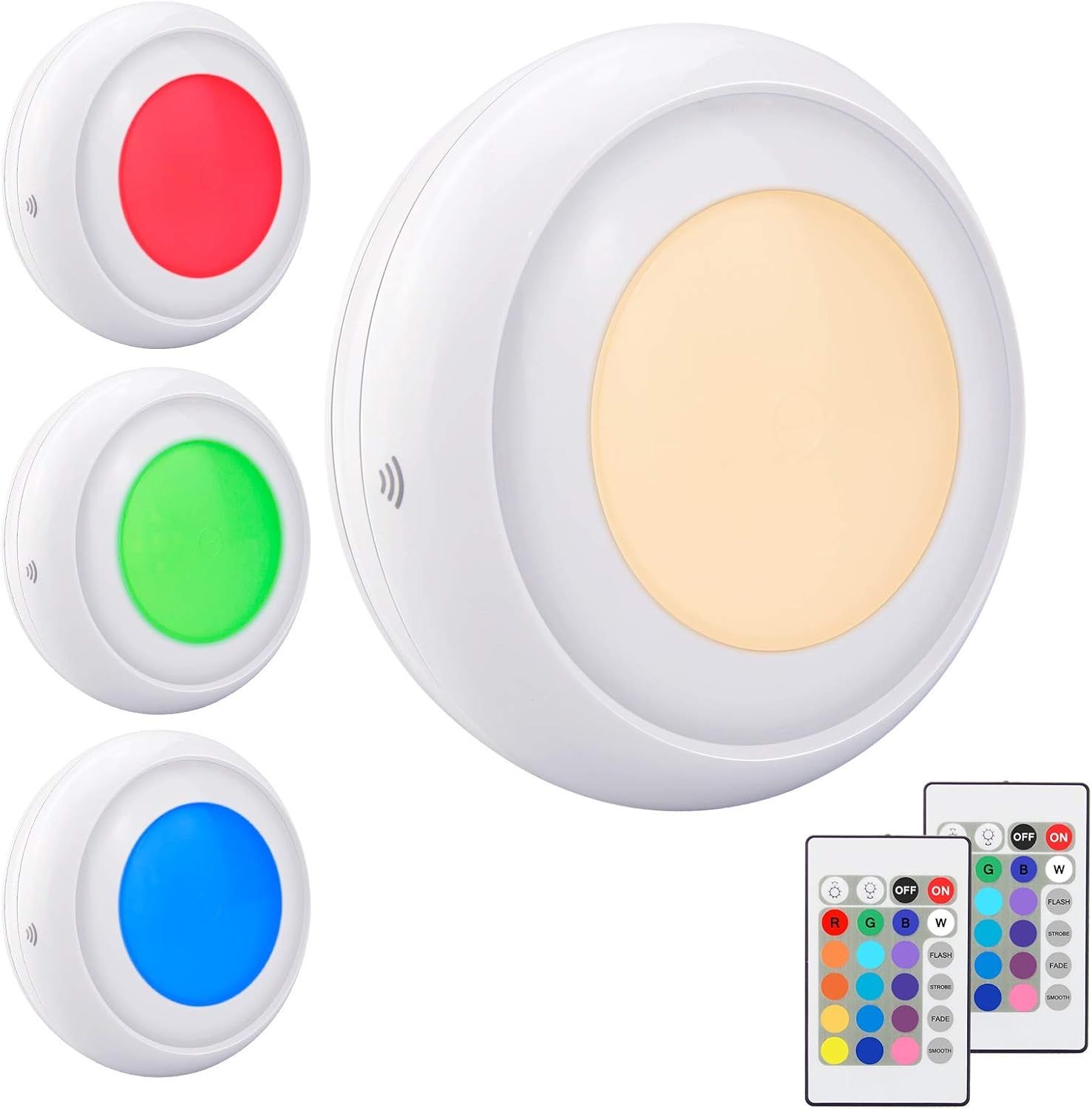 LUXSWAY Battery LED Color Changing Puck Lights with Remote