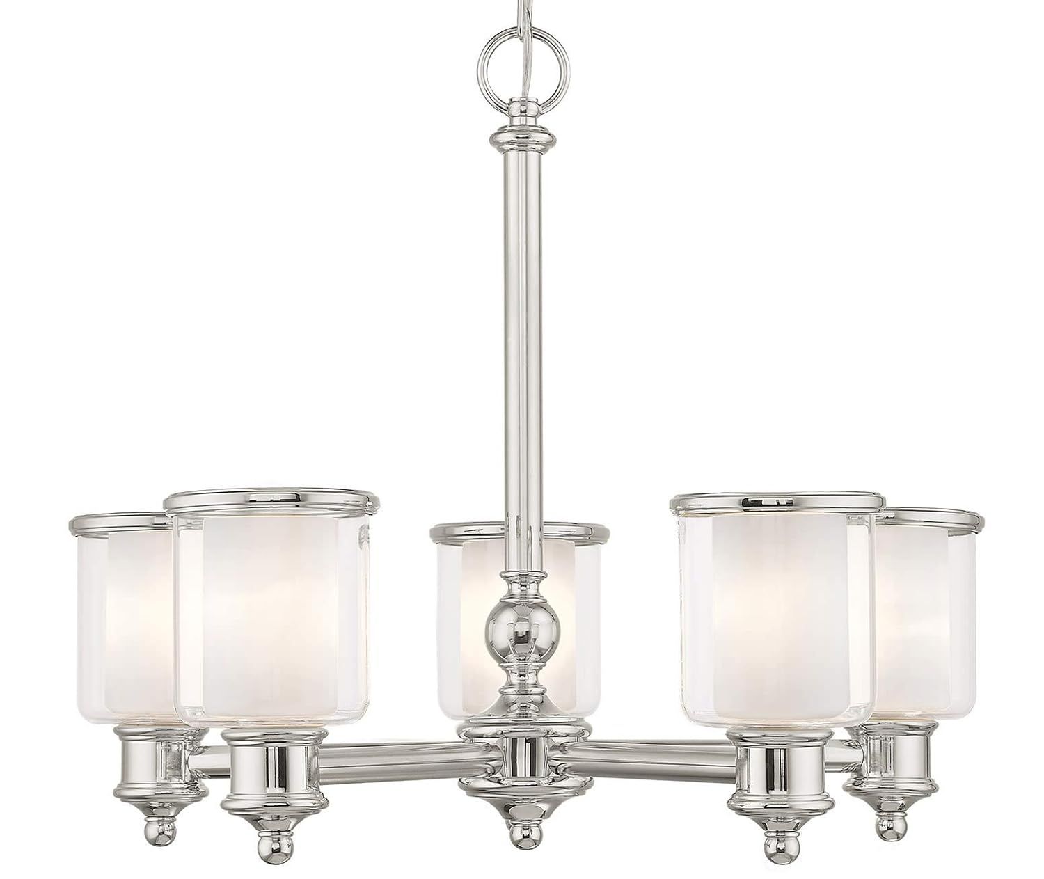 Middlebush 5-Light Polished Nickel Chandelier with Double Glass Shades