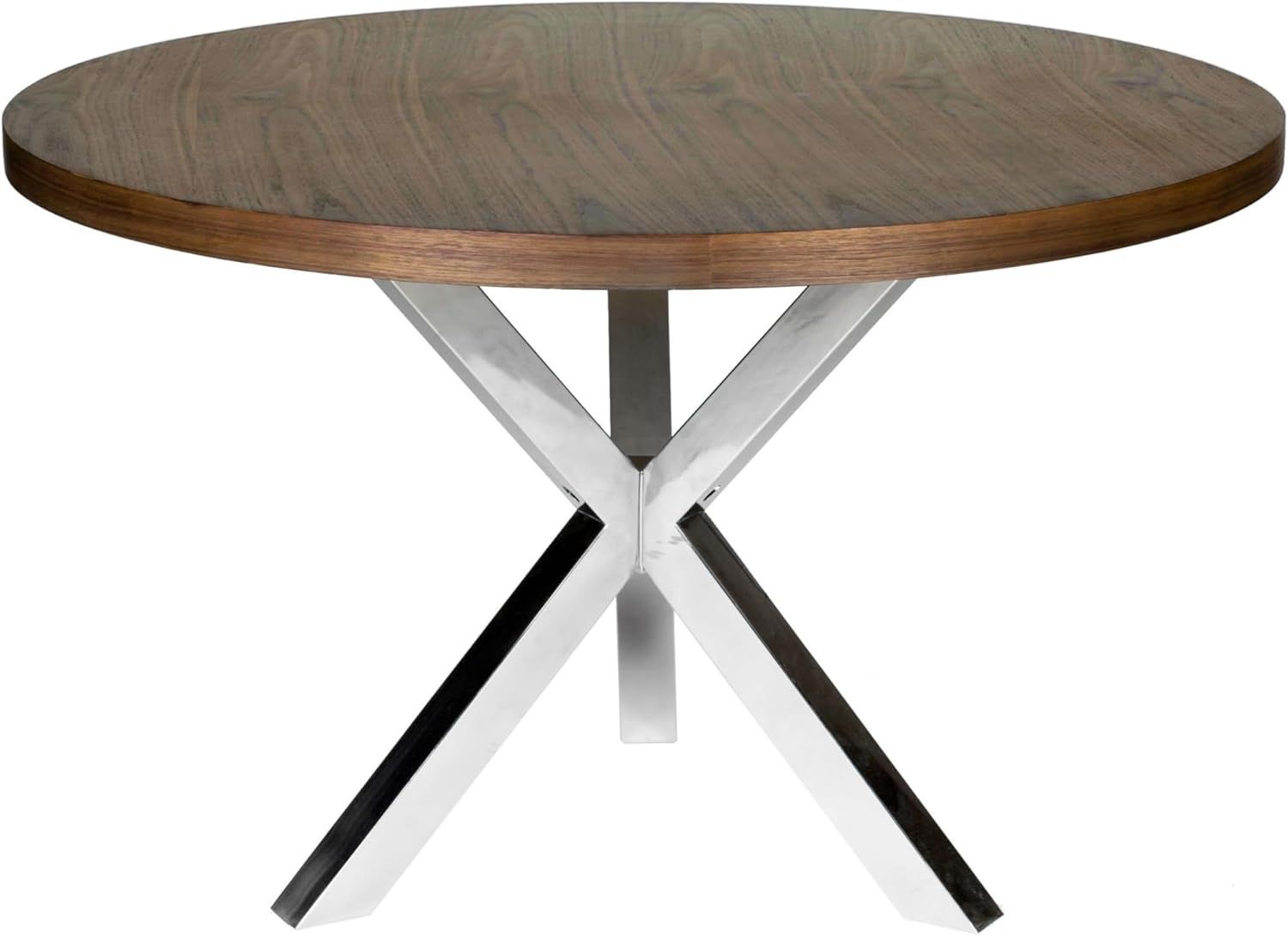 Emi 47'' Walnut Brown Round Dining Table with Steel Base