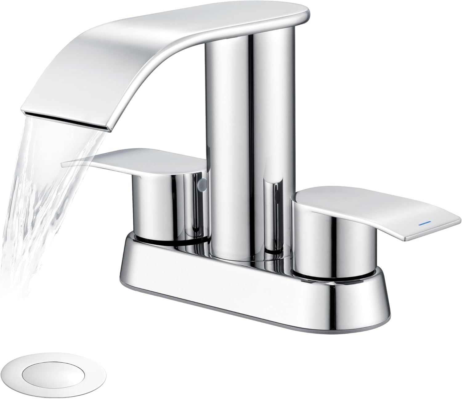 Chrome Waterfall Bathroom Faucet with Stainless Steel Handles