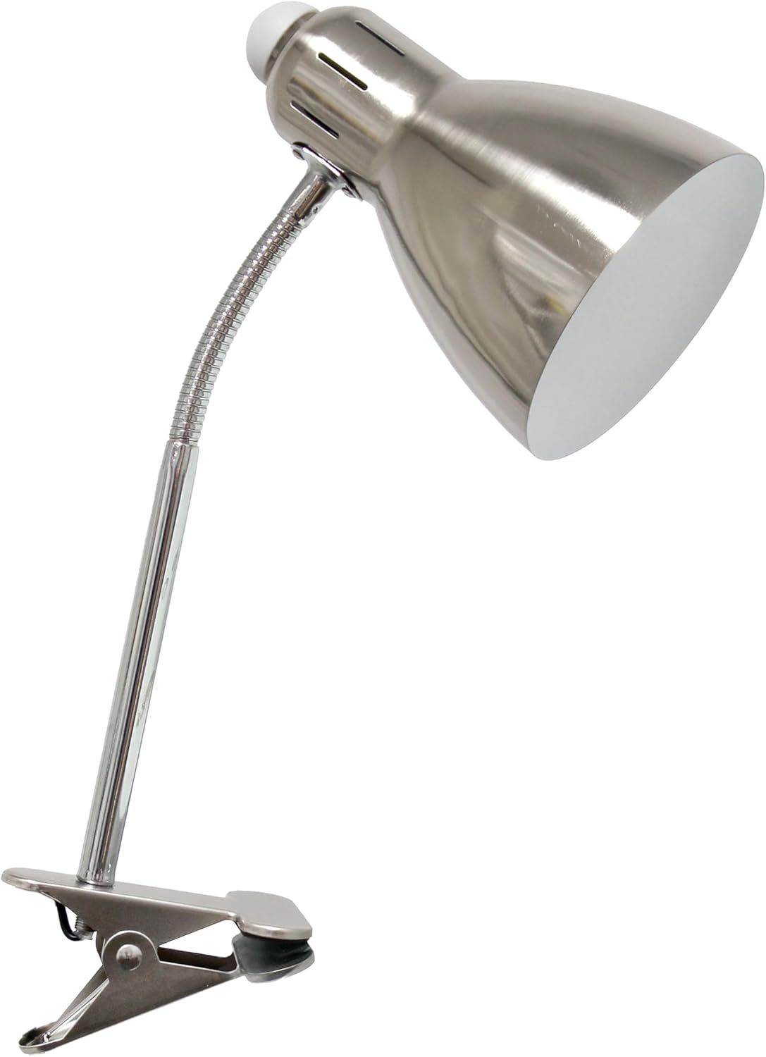 Adjustable Silver Clip-On Task Light with Bell Shade