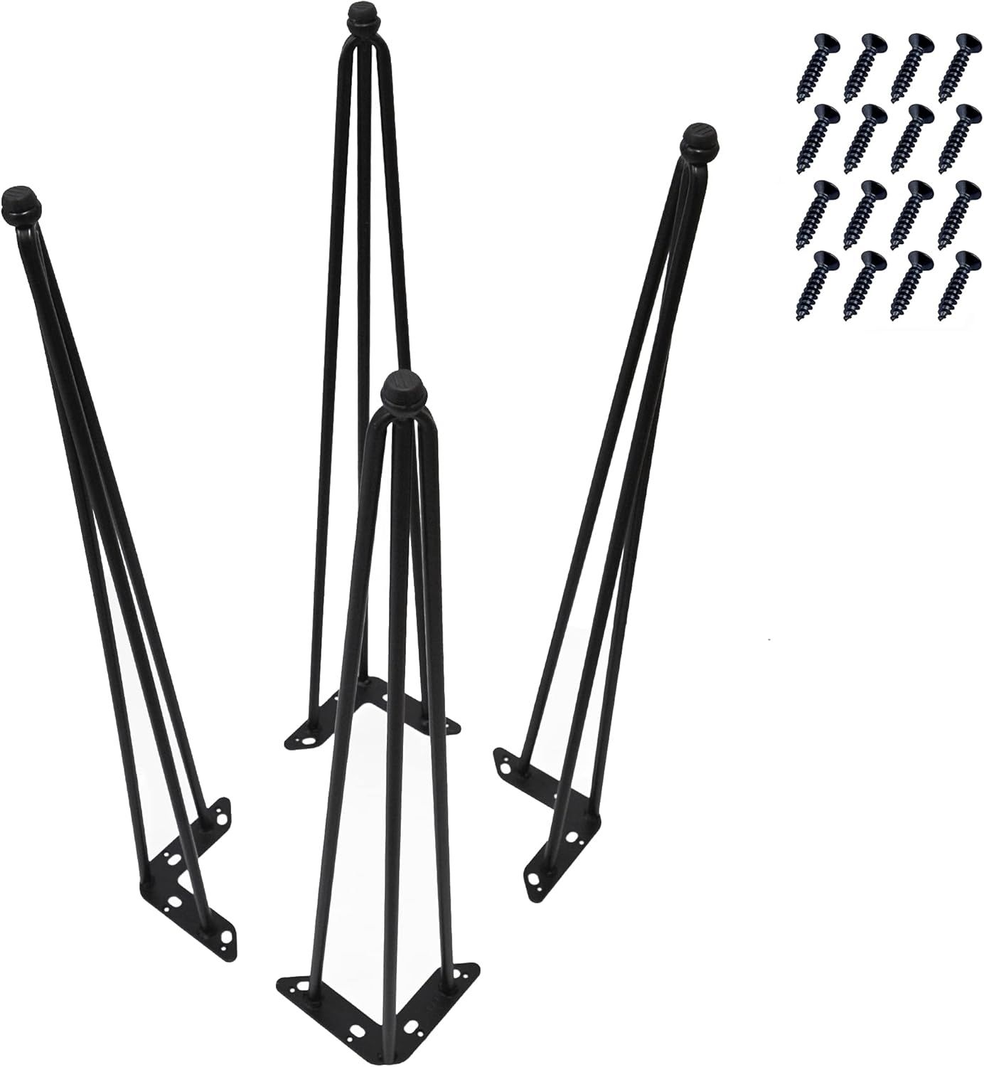 Black 30-Inch Metal Hairpin Table Legs Set of 4