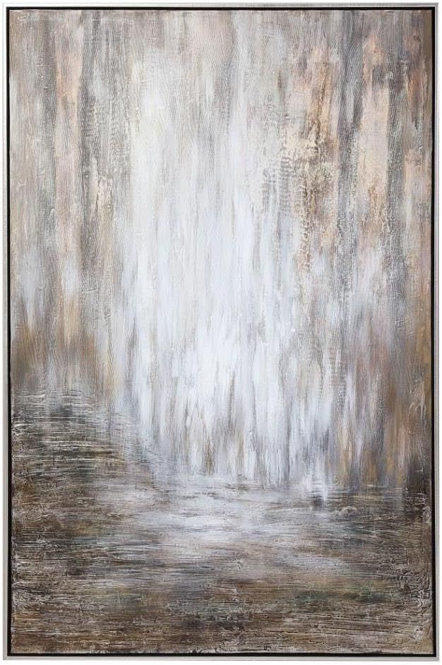 Desert Rain 61.25" Abstract Canvas Art in Brown and Silver