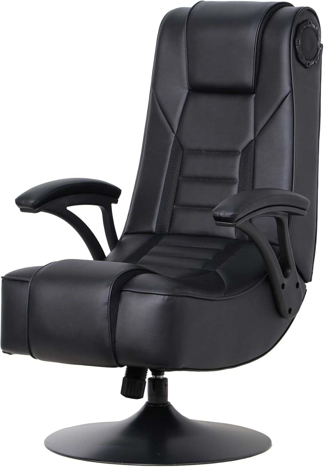 Black Ergonomic Gaming Chair with Built-in Audio and Swivel Base