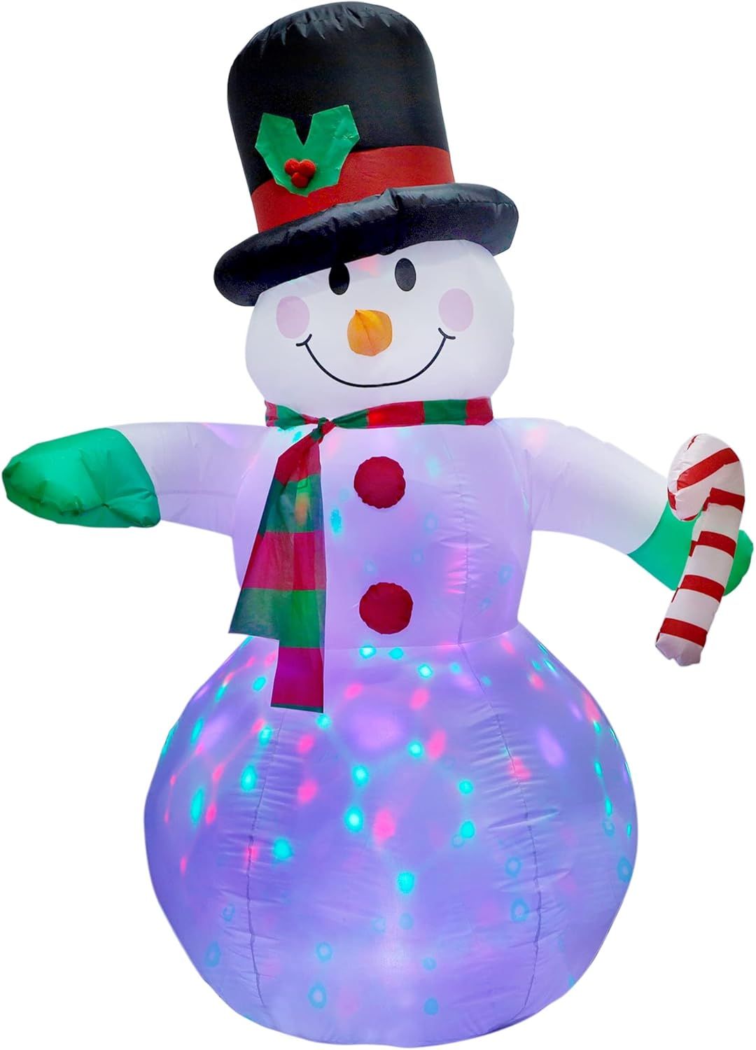 6-Foot Inflatable Snowman with Rotating LED Lights