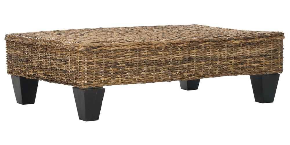 Leary Natural Wicker and Mango Wood Transitional Bench