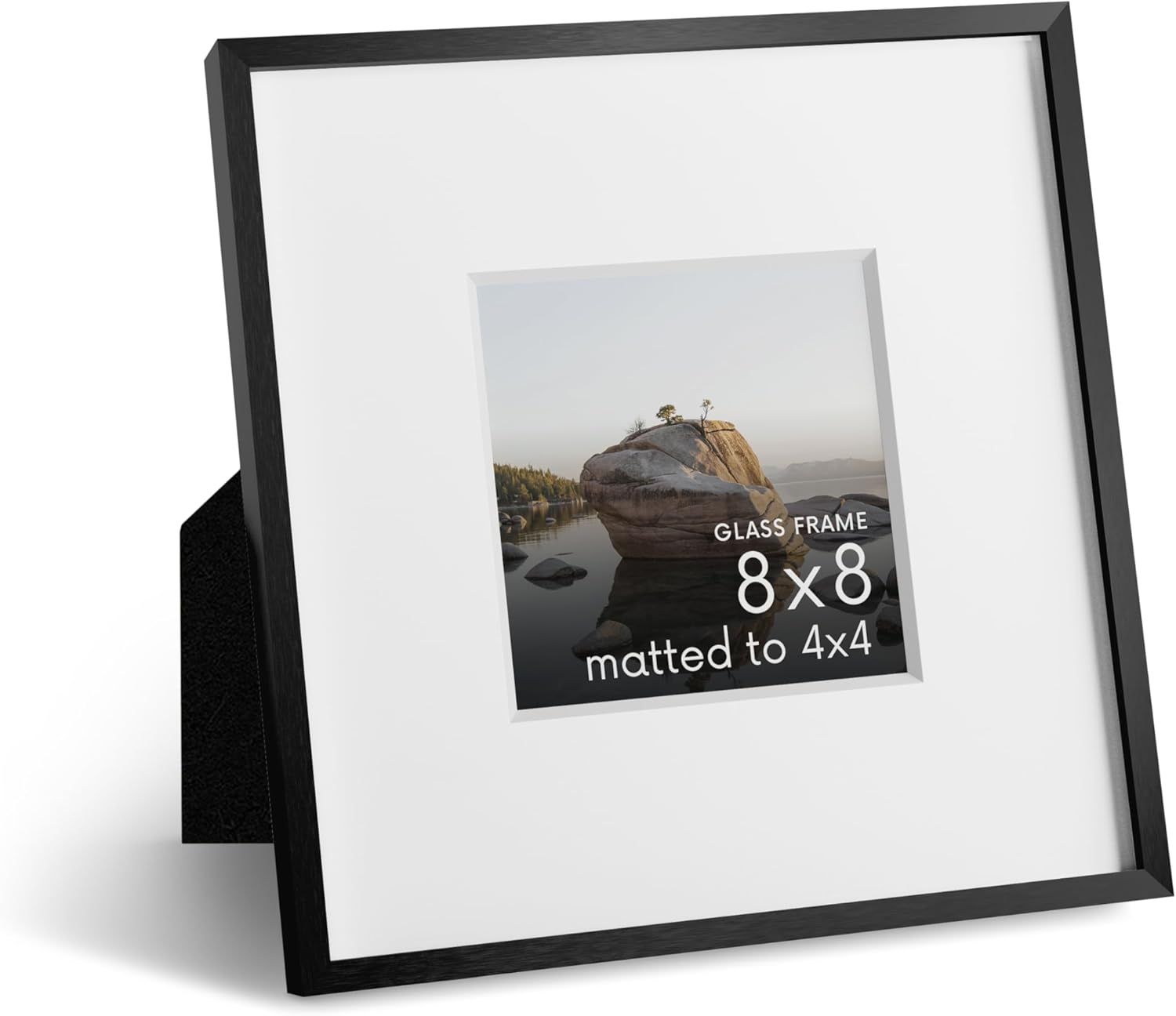 Black Aluminum 8x8 Square Picture Frame with Glass