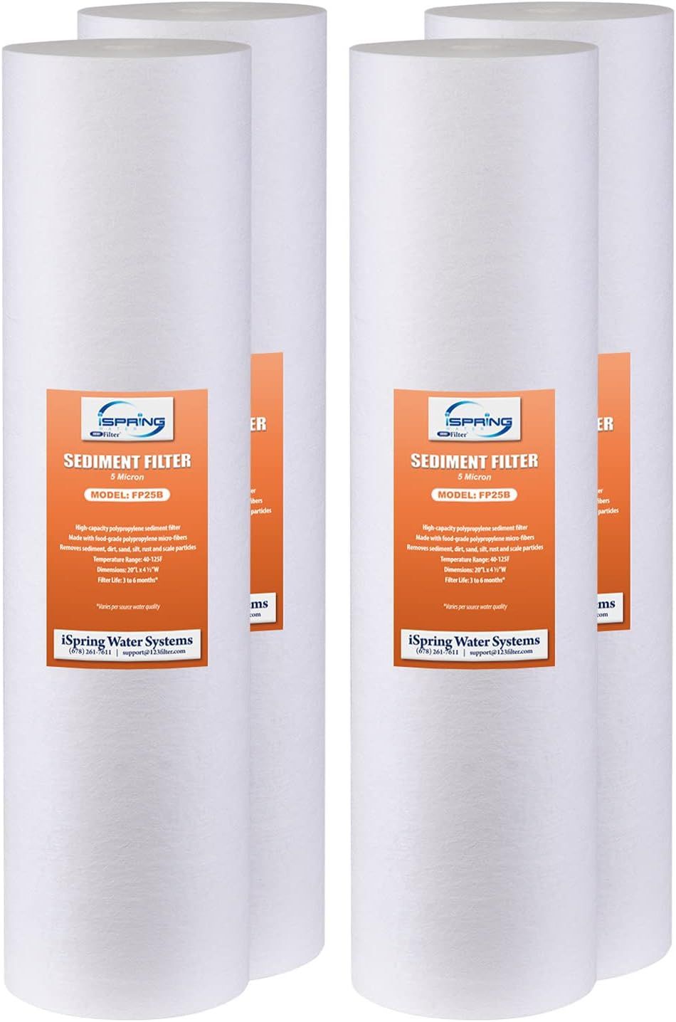 High Capacity White Sediment Water Filter Cartridges, 20" x 4.5"