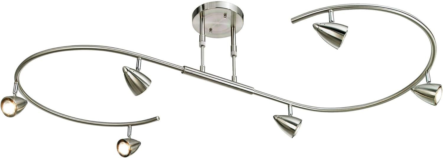 Brushed Nickel Adjustable 6-Head LED Track Light Fixture