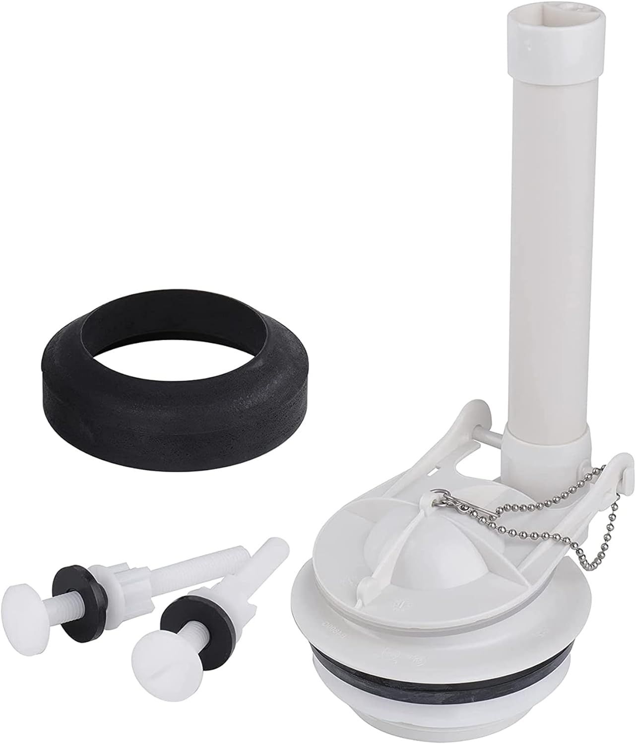 3-Inch White and Black Toilet Flush Valve Replacement Kit