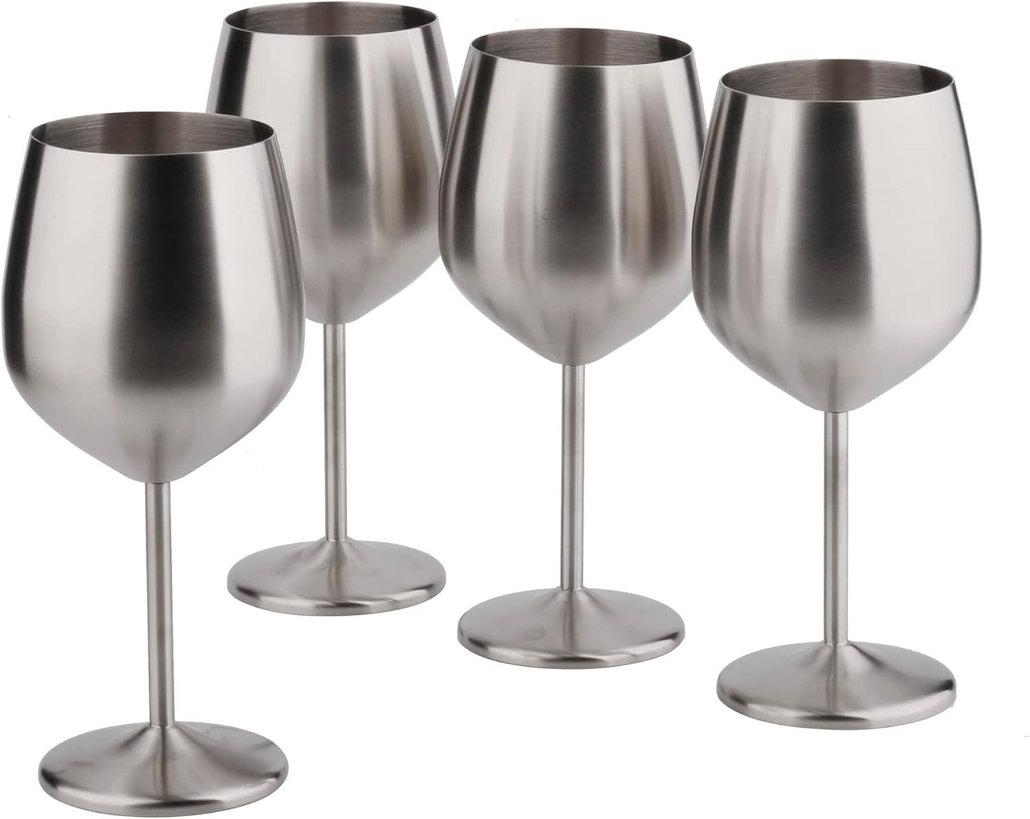 Arora 18oz Matte Silver Stainless Steel Wine Glass Set of 4