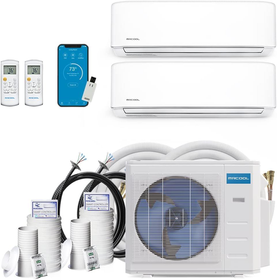 White Multi-Zone Ductless Heat Pump with Remote and Sleep Mode