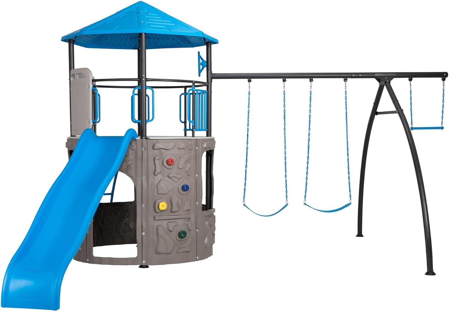 Blue and Gray Steel and Polyethylene Adventure Tower Playset