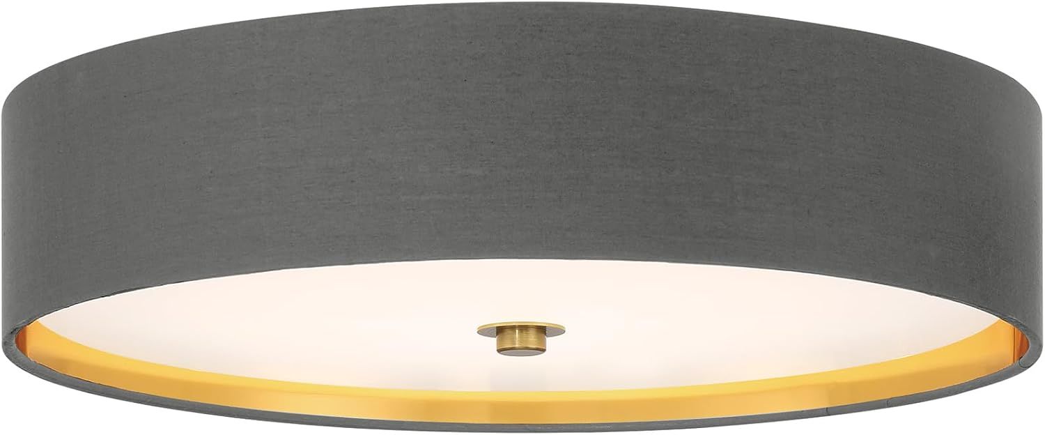 Stacy 16" Gray and Gold Round LED Flush Mount Light