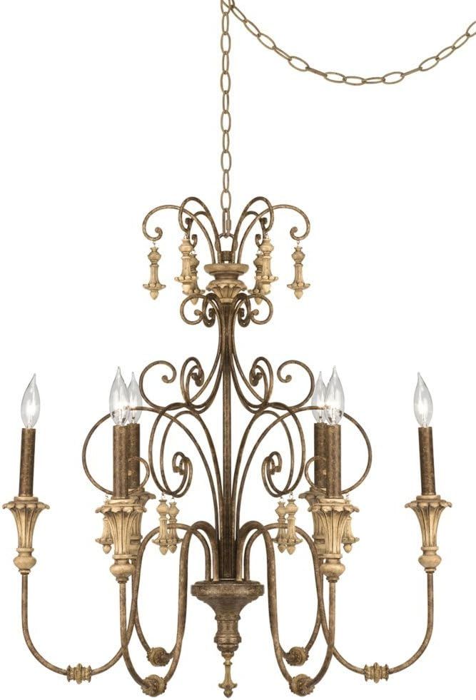 Bronze Beige 6-Light Rustic French Chandelier