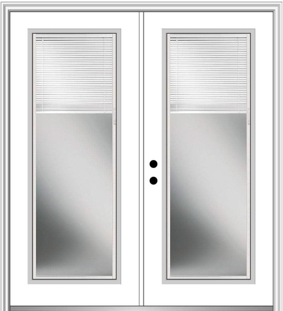 White Double Door Full Lite Clear Glass Exterior Prehung