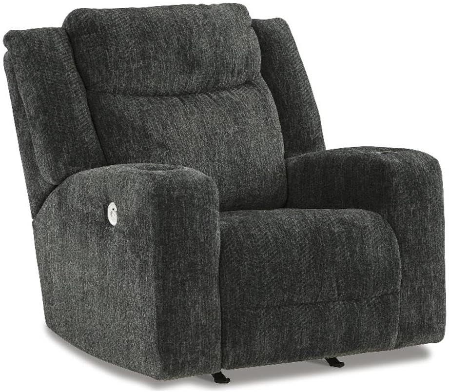 Black Metal Contemporary Power Recliner with USB Ports