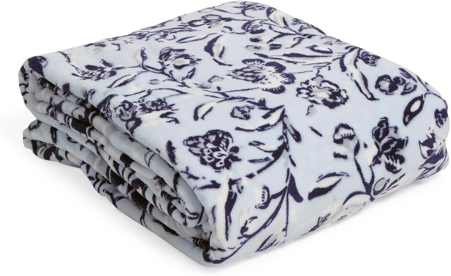 Full Size Blue Floral Fleece Throw Blanket