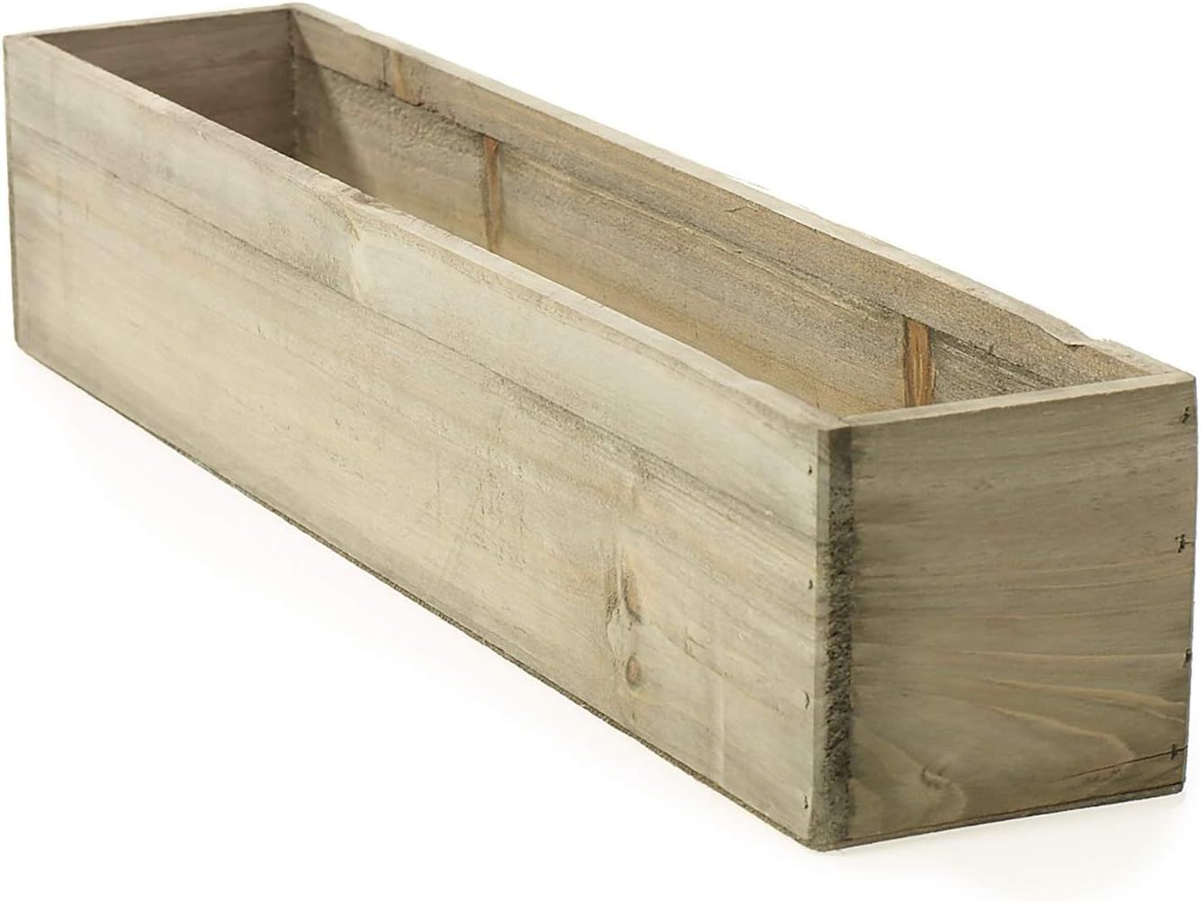 20" Rectangular Light Brown Wood Bohemian Planter with Liner