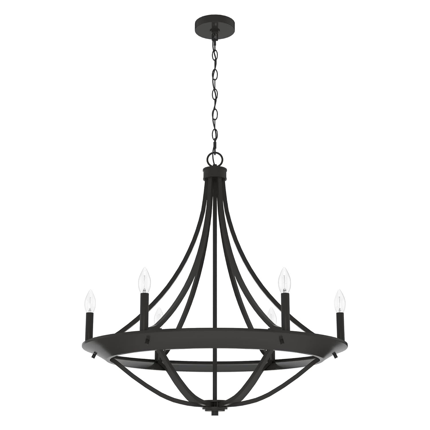 Large Noble Bronze Candle-Style Chandelier with Metal Frame