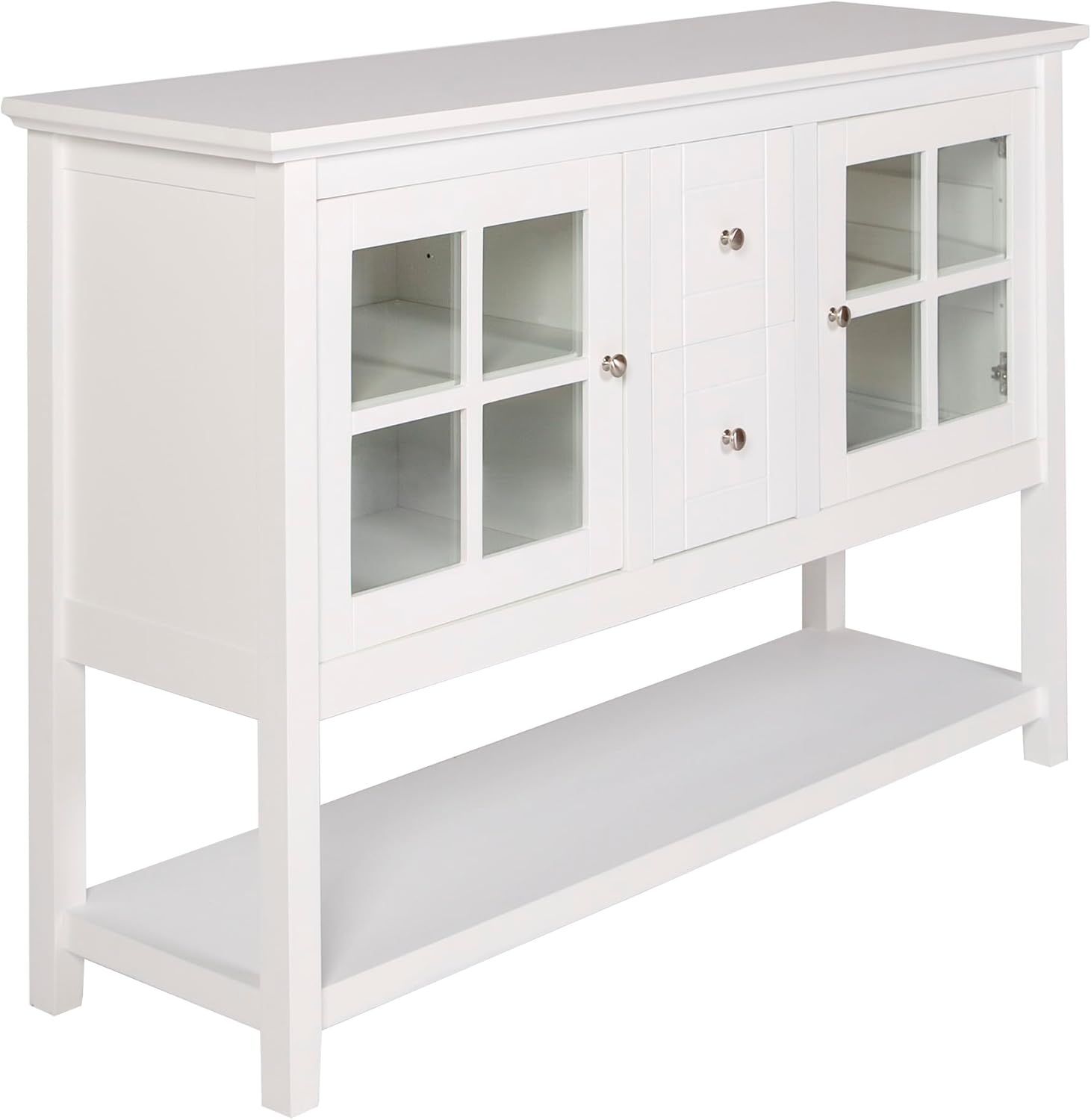 White 52" MDF and Glass TV Stand with Storage