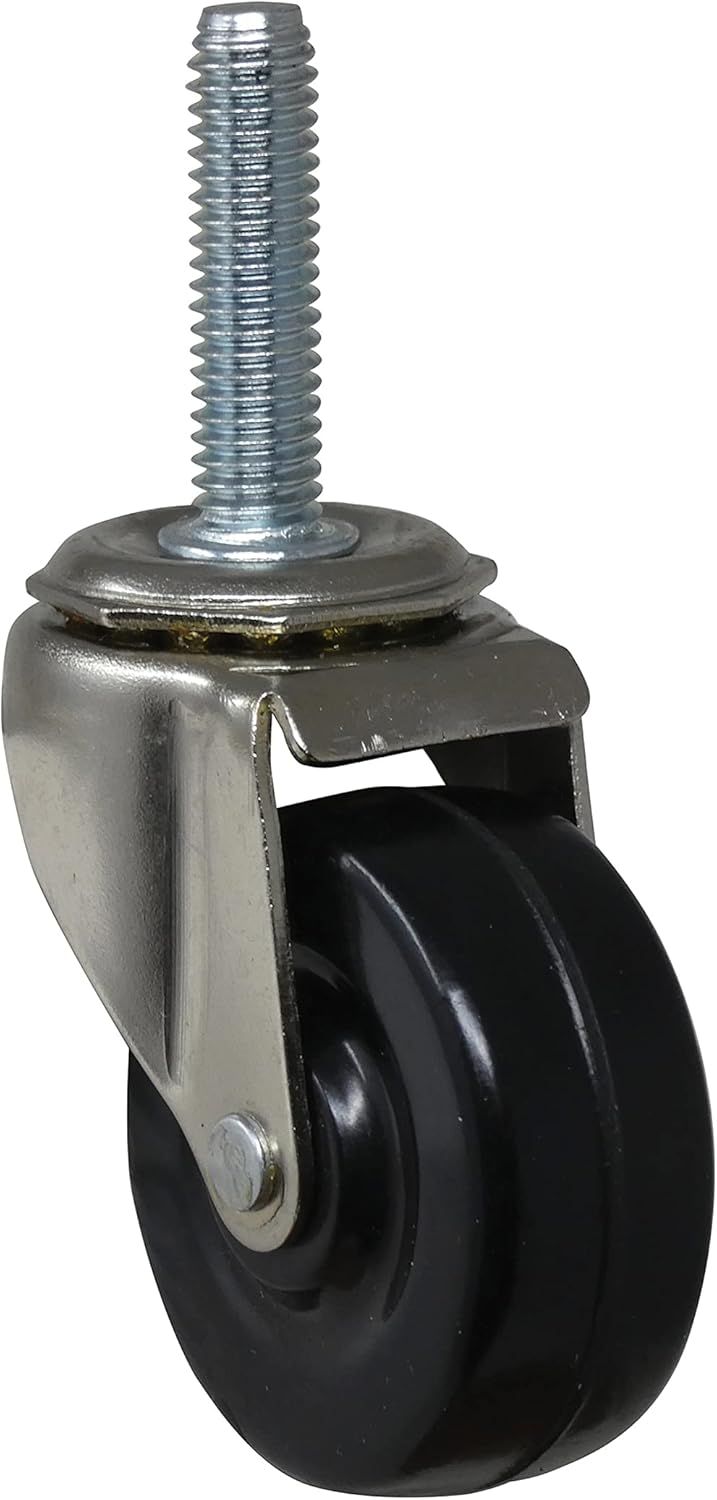 2-Inch Black Rubber Swivel Stem Caster with Ball Bearing