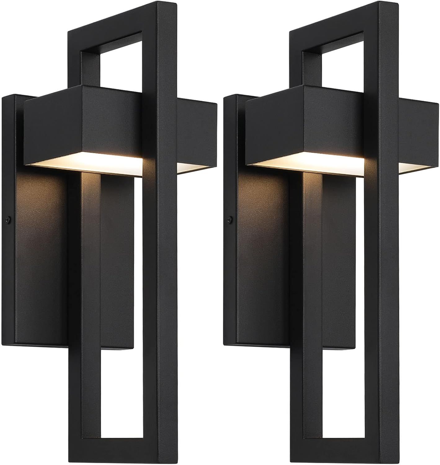 Black Matte Integrated LED Outdoor Wall Sconce Set