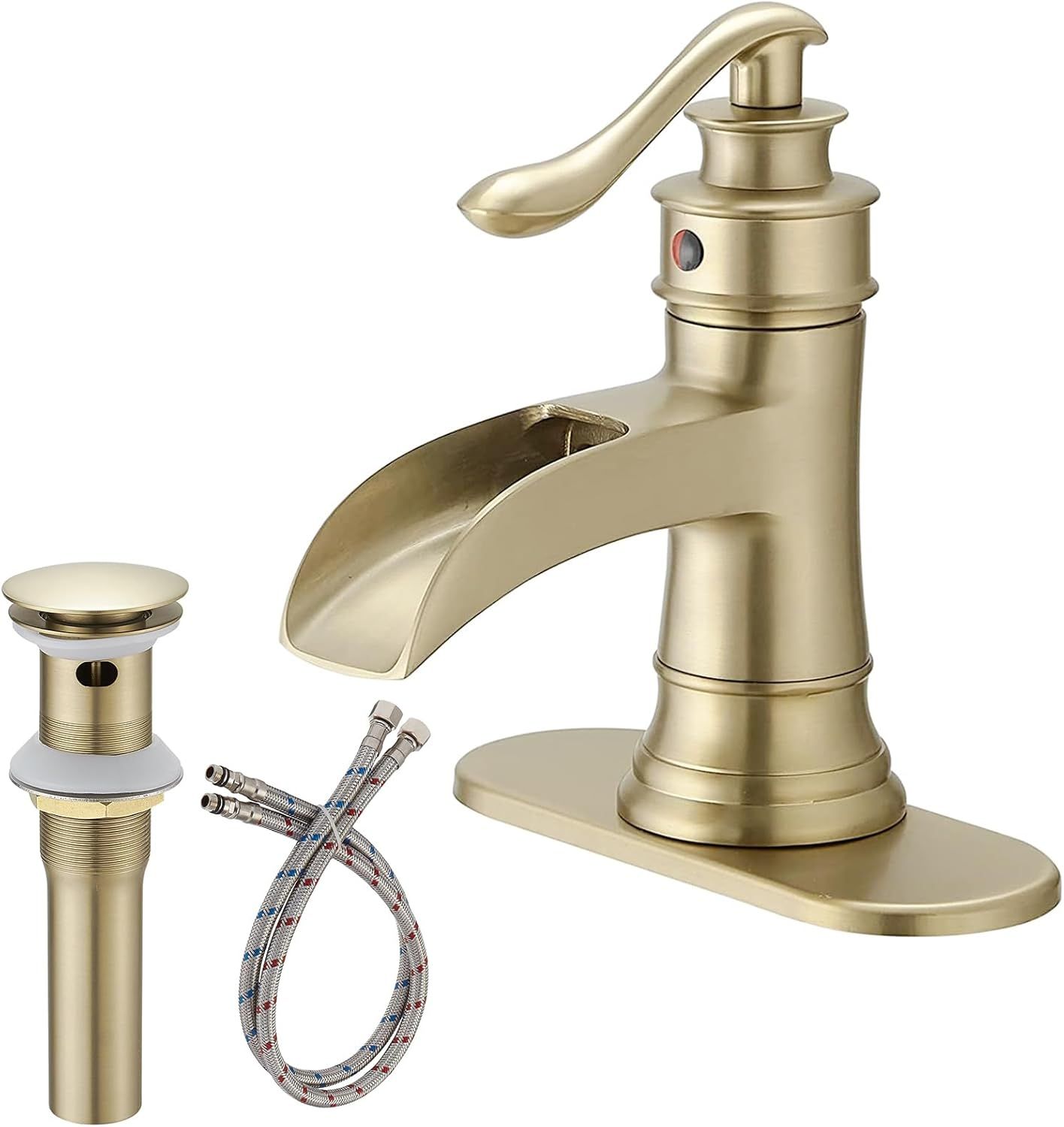 Brushed Gold Waterfall Single Handle Bathroom Faucet