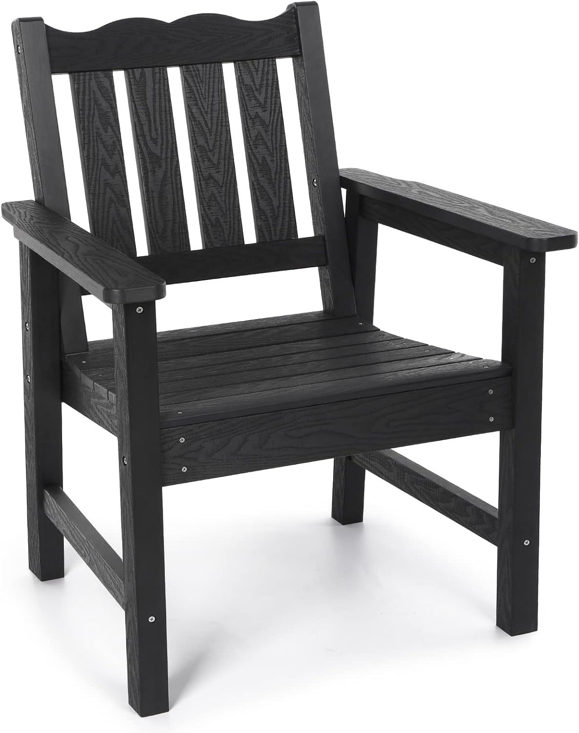 Black All-Weather Outdoor Patio Chair with Curved Backrest