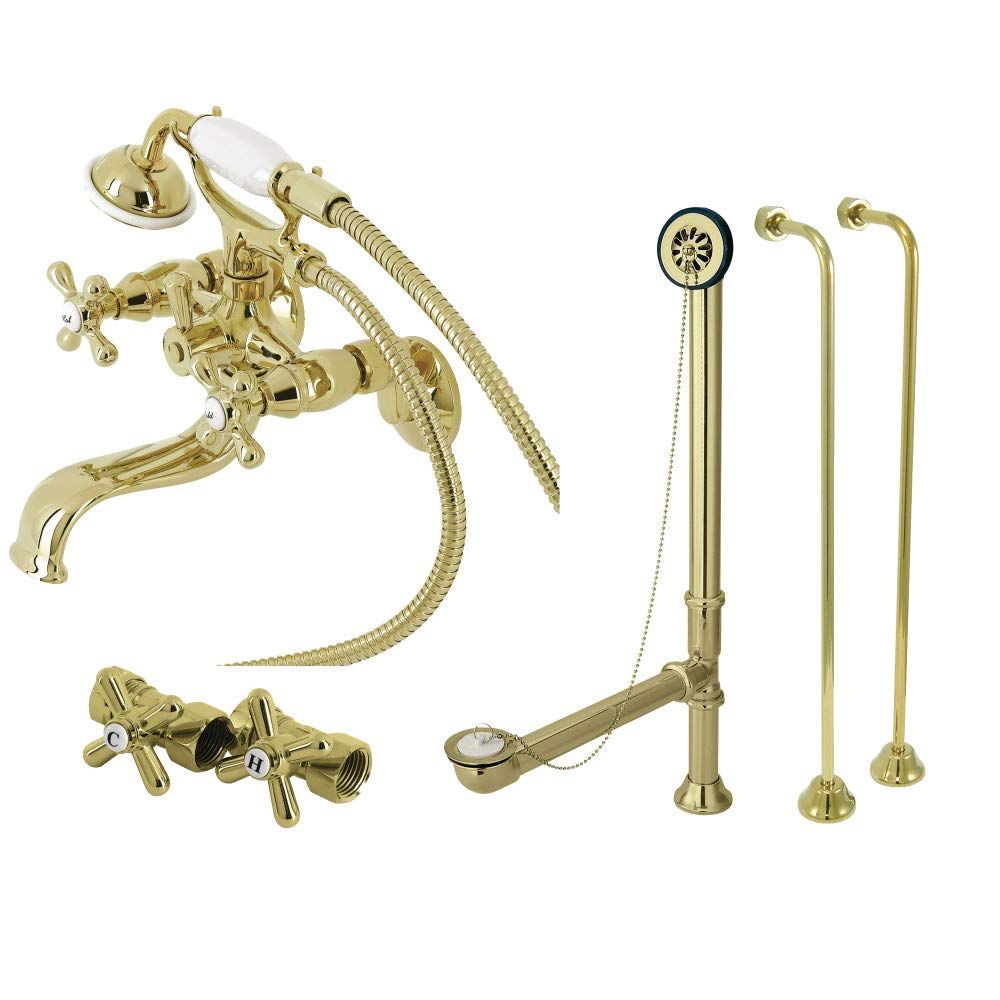 Polished Brass Vintage Clawfoot Tub Faucet Package with Hand Shower