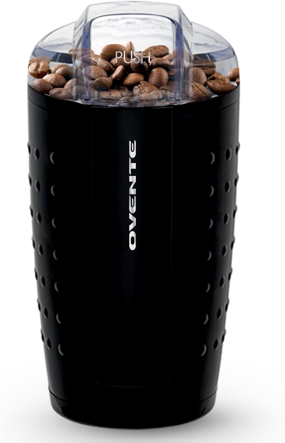 Compact Black Electric Coffee Grinder with Stainless Steel Blade