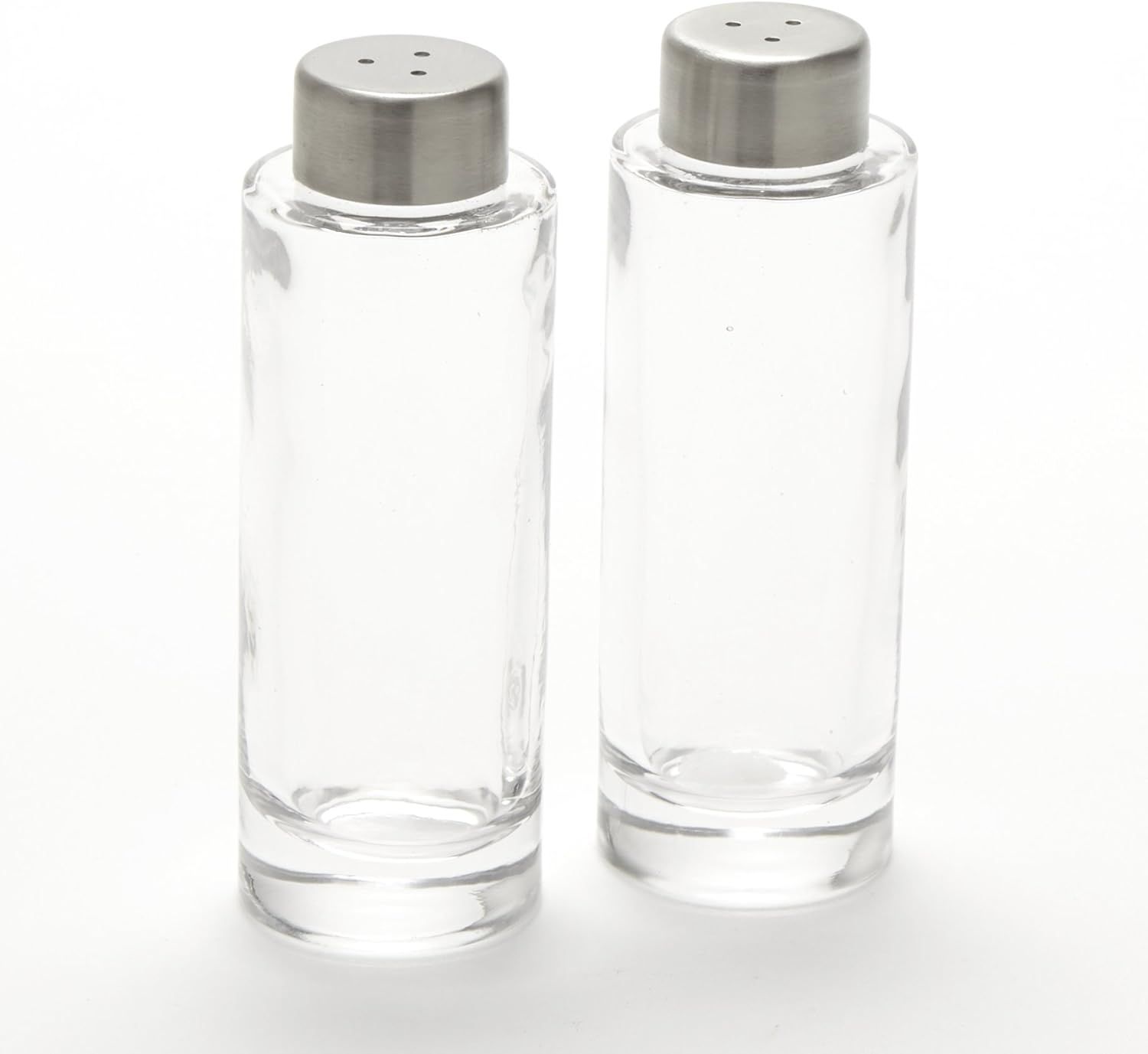 Clear Glass and Stainless Steel Salt and Pepper Shaker Set