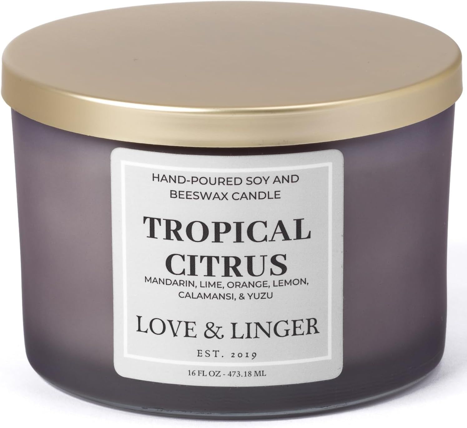 Tropical Citrus Frosted Grey Soy and Beeswax Candle