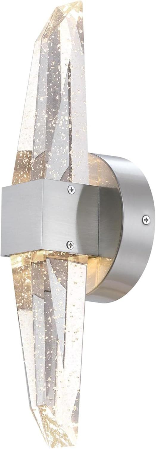 Brushed Nickel 15" LED Wall Sconce with Bubble Glass