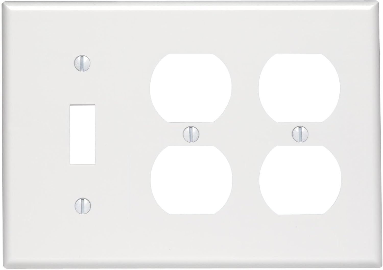 White Thermoset 3-Gang Toggle and Duplex Wallplate