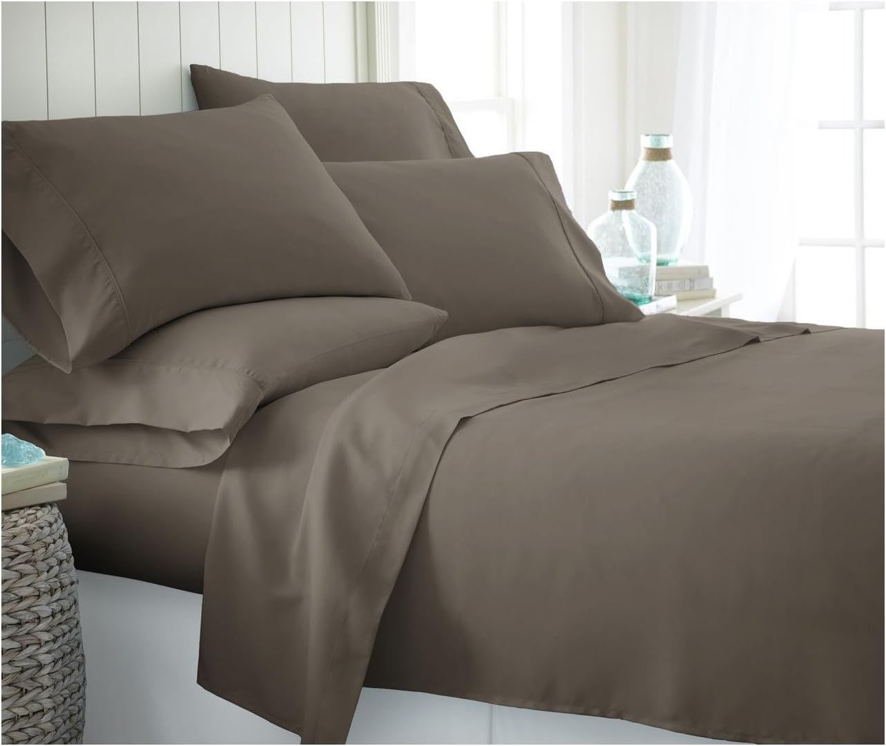 Taupe Twin XL Deep Pocket Microfiber Bed Sheet Set