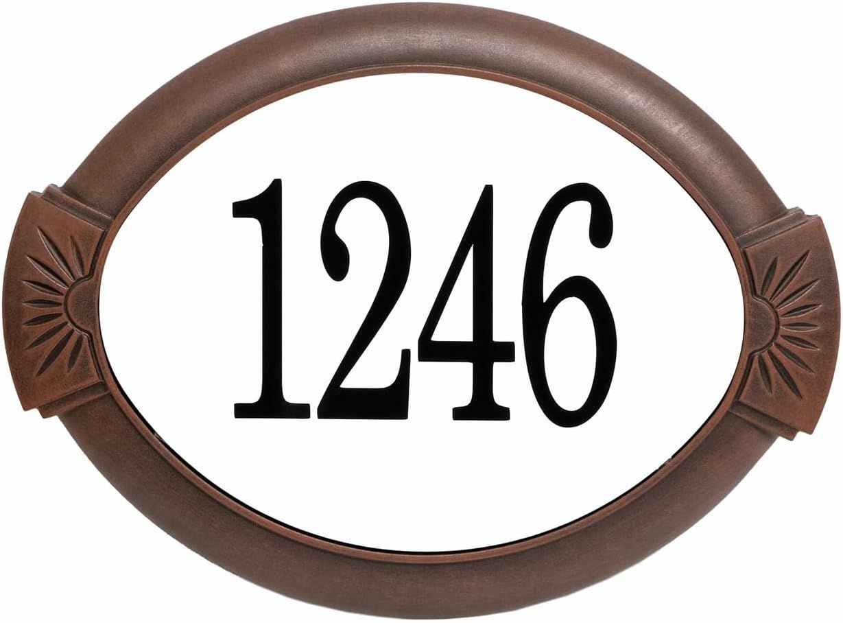 Classic Antique Copper Oval Aluminum Address Plaque