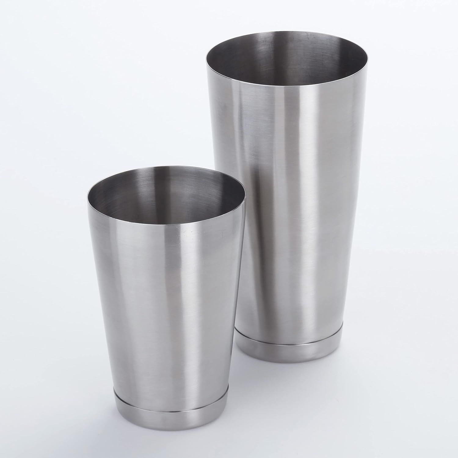 Satin Silver Stainless Steel Boston Shaker Set, 18 oz and 28 oz