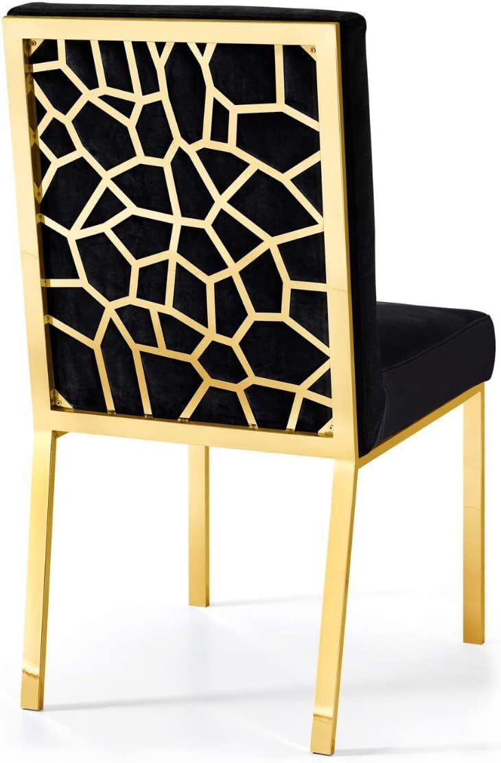 Opal Black Velvet Dining Chair with Gold Metal Frame