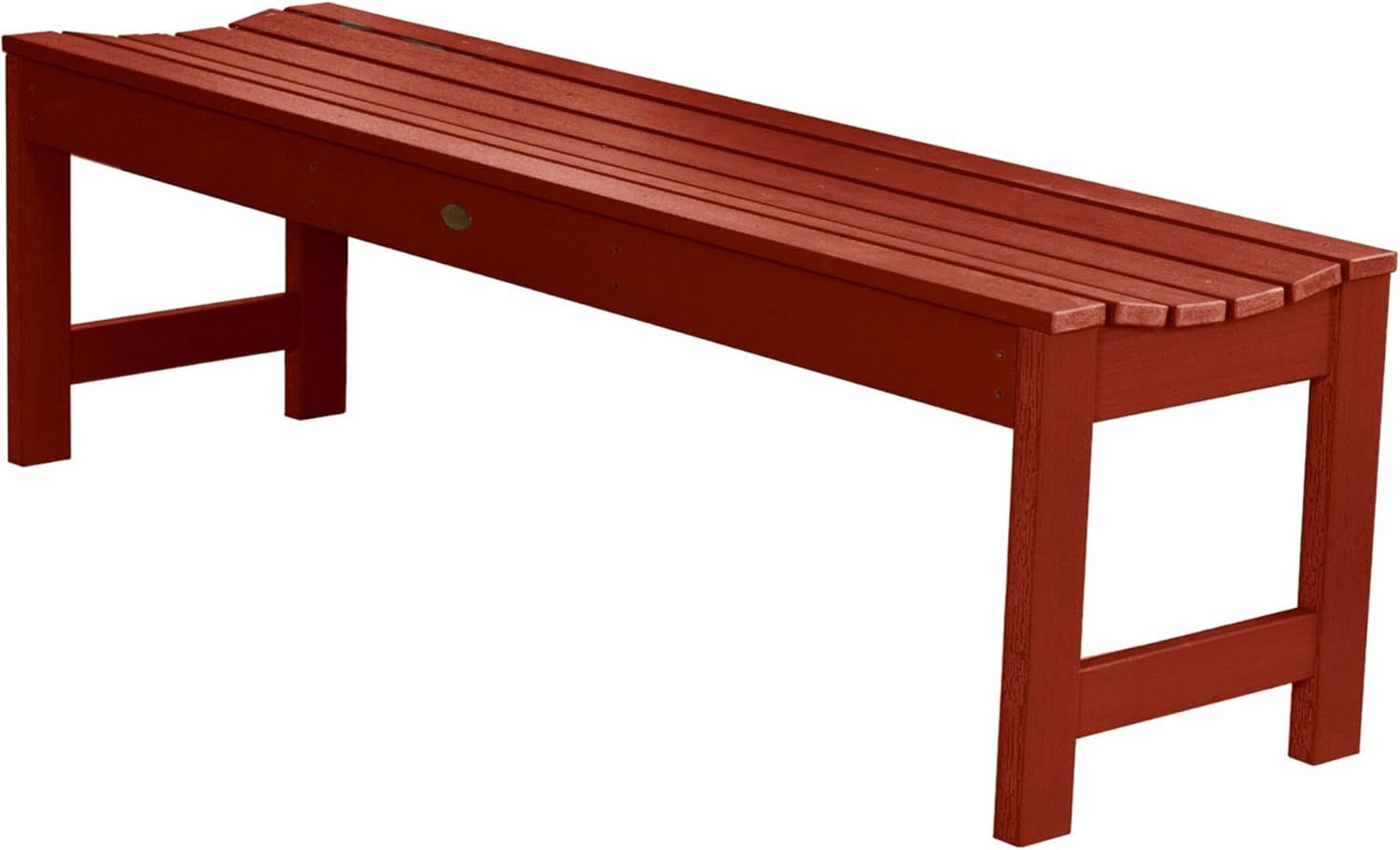 Rustic Red Recycled Plastic Backless Outdoor Bench, 5 Feet