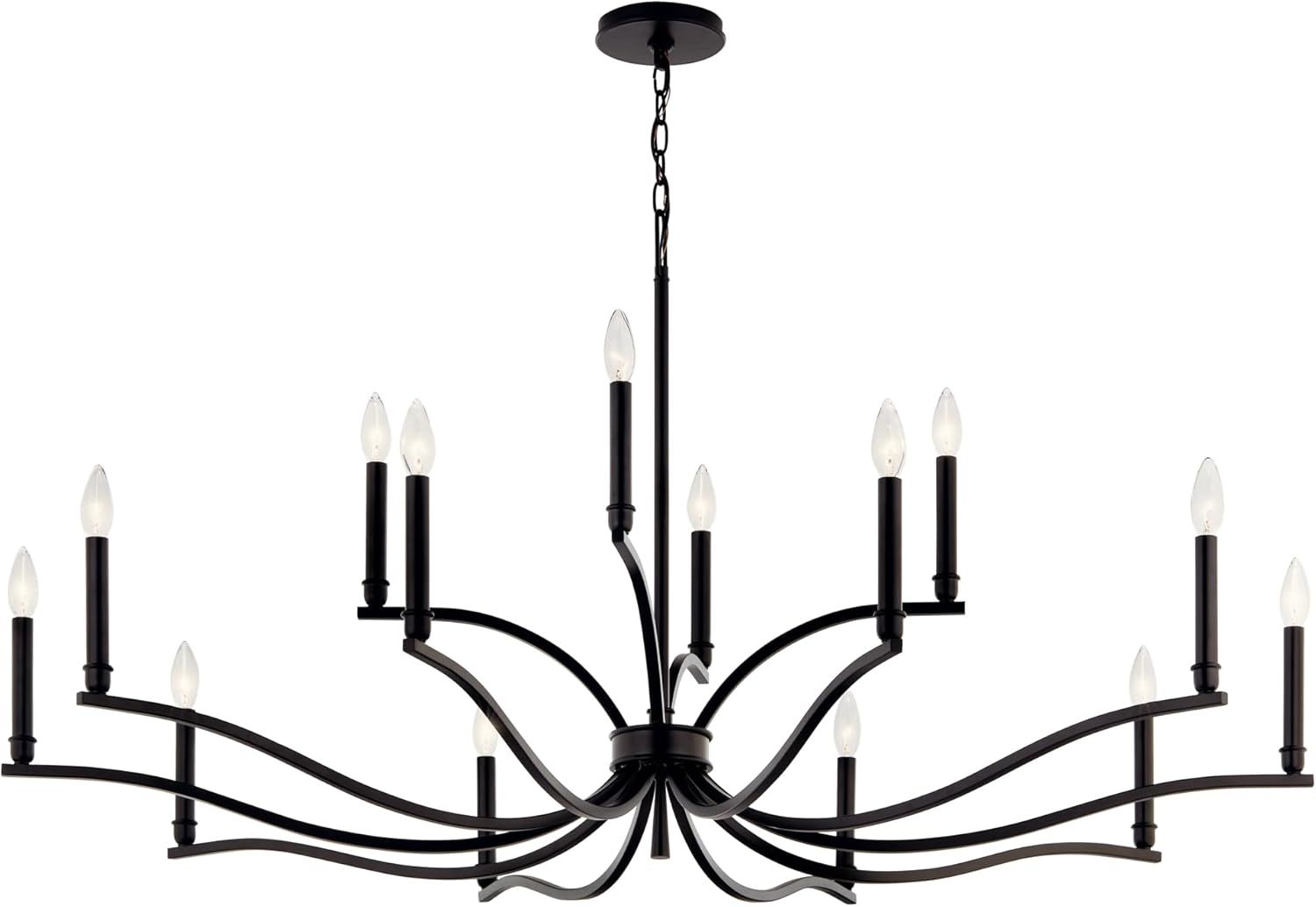 Malene Black 14-Light 2-Tier Candle Chandelier